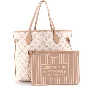 LV Cream and Tan Monogram Tote with Matching Pouch